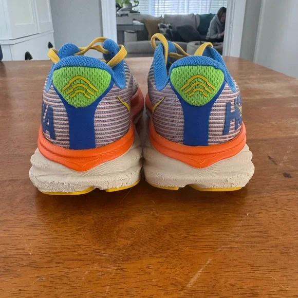 Hoka Clifton 9 Kids Sneakers - Blue, Orange, and Yellow - Picture 4 of 5